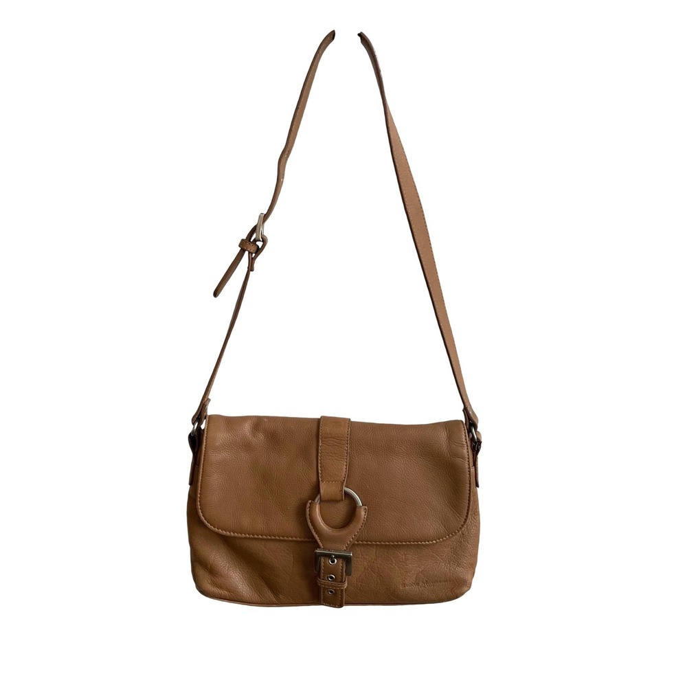 Stone Mountain Crossbody Bag Women Medium Tan Leather Boho Buckle Flap Purse
